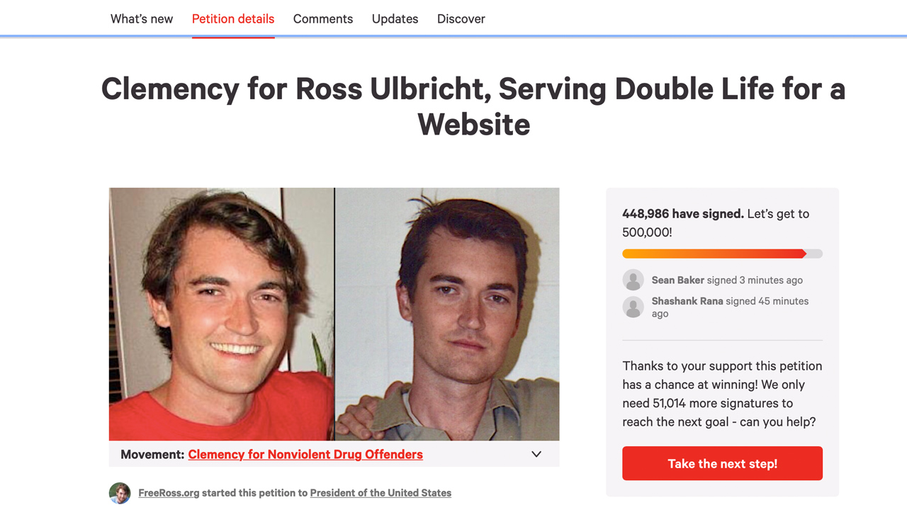 The Ongoing Effort to Free Ross — Ulbricht's Clemency Petition Closes in on Half a Million Signatures
